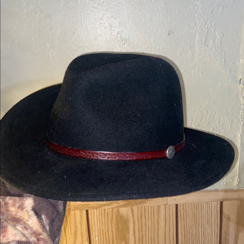 Black Fedora Hat with Red Band